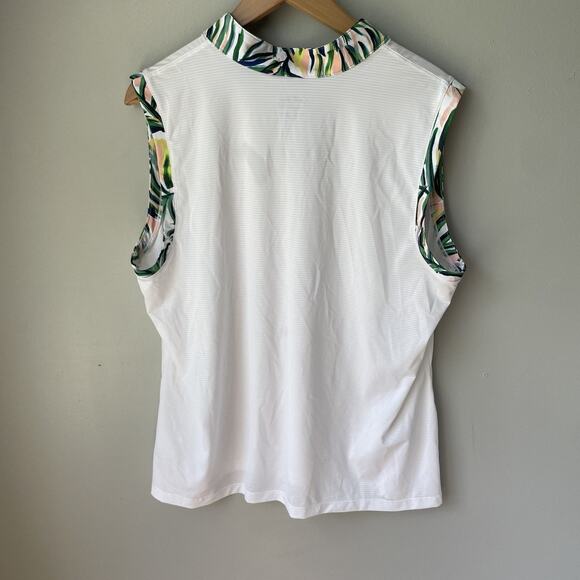 Coral Bay Golf Polo‎ Tank Womens Sz XL White Ribbed Sleeveless Band V Neck - Picture 8 of 9